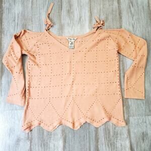 INDIGO REIN Pink Cold Shoulder V-Neck Blouse Sweater